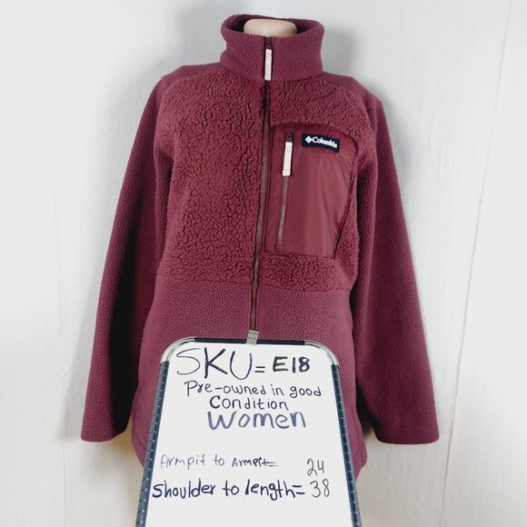 Columbia Women's Brown Lodge Sherpa Thermal Full Zip Fleece Jacket Size L - Picture 15 of 15